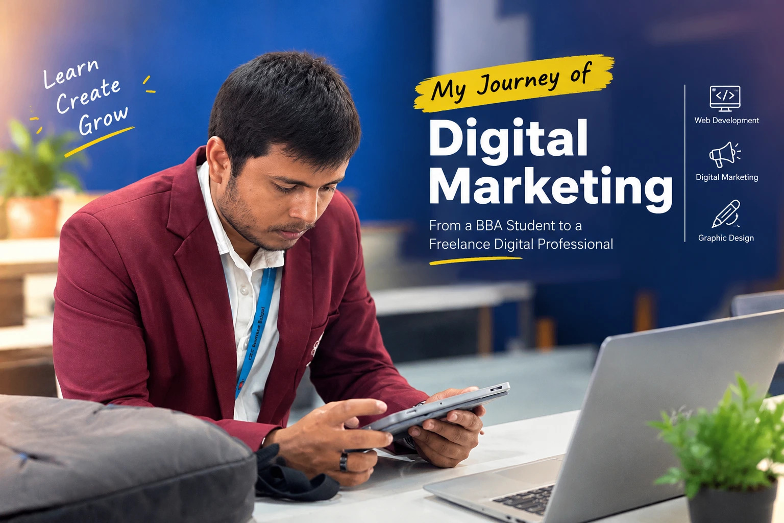 Amit Kumar sharing his journey as a freelance website developer and digital marketer